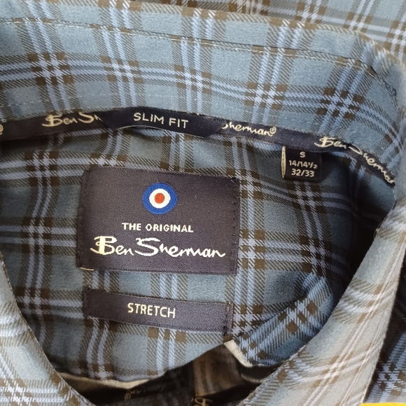 Ben Sherman Plaid Shirt Long Sleeve Button Front  Men Size S - Picture 7 of 13